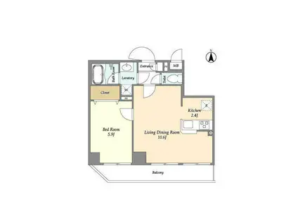 アルファコート下赤塚(1LDK/5階)の間取り写真