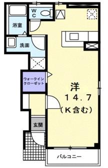 ニルヴァーナ ビエンネ(ワンルーム/1階)の間取り写真