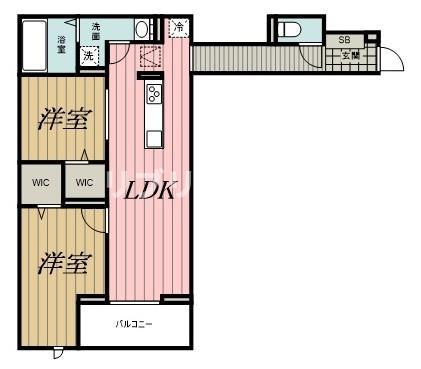 CLASSEUM都賀(2LDK/1階)の間取り写真