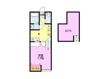 ハッピータウン山谷(1K/2階)の間取り写真