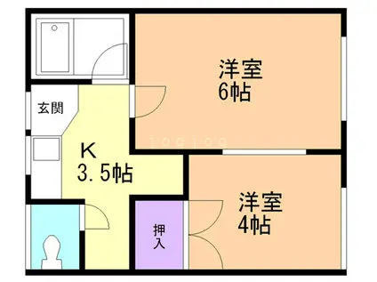 ピュアアップル館(1LDK/2階)の間取り写真