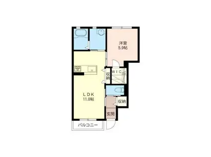 CASA REGIO A(1LDK/1階)の間取り写真