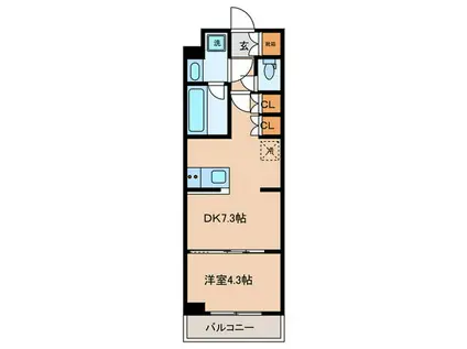 アジールコート後楽園(1DK/1階)の間取り写真