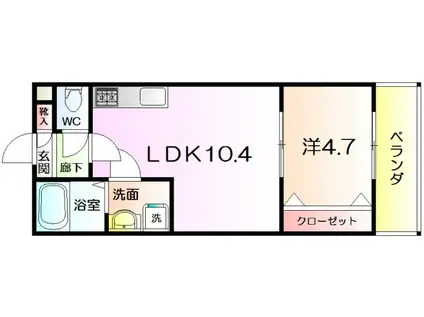 TKアンバーコート浜寺III(1LDK/1階)の間取り写真