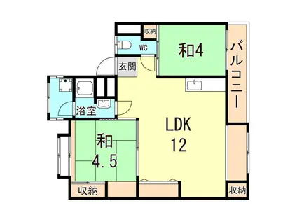 山陽電鉄本線 大蔵谷駅 徒歩9分 4階建 築61年(2LDK/1階)の間取り写真