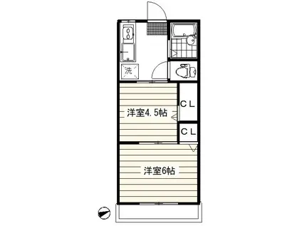 カンフォートハイツ(2K/2階)の間取り写真