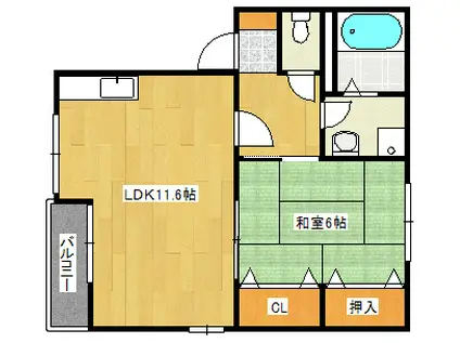 恵夢参番館(1LDK/1階)の間取り写真