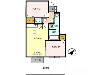 シティーハウスウエハラ2(2LDK/1階)の間取り写真