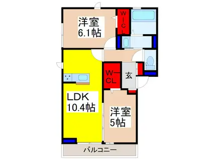 アウローラ(2LDK/3階)の間取り写真