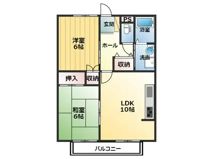 レインボーハイツ(2LDK/1階)の間取り写真
