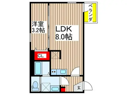 ILE DE LA MAIN ELEVEE HANAZONO(1LDK/1階)の間取り写真