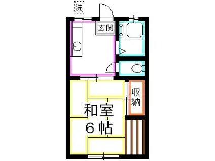 仁愛ハイツ(1K/2階)の間取り写真