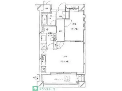 ビシーム千歳船橋(1LDK/5階)の間取り写真