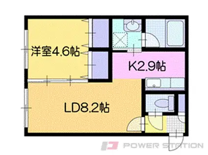 プランドール厚別(1LDK/4階)の間取り写真