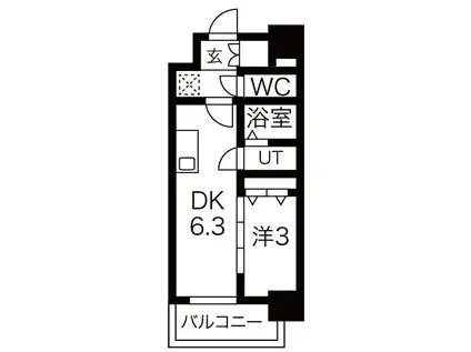 メイクスWアート名駅南III(1DK/7階)の間取り写真