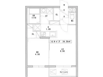 アスウェル美園フレット(1LDK/1階)の間取り写真