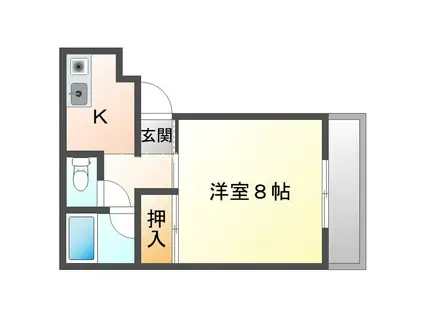 共豊ハイツ6(1K/3階)の間取り写真