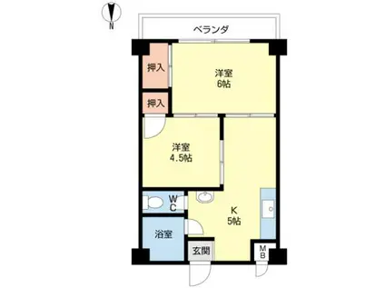 東海マンション(2K/1階)の間取り写真