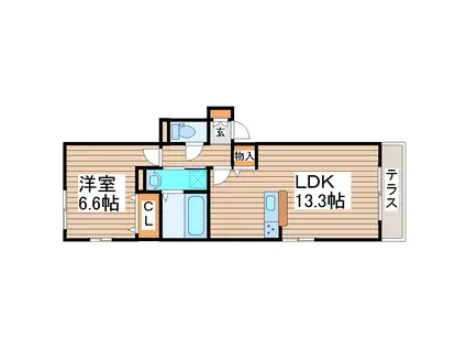 D-ROOM CINNAMON(1LDK/1階)の間取り写真