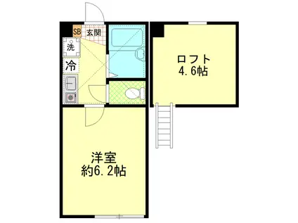 ルシェリア新丸子(1K/1階)の間取り写真