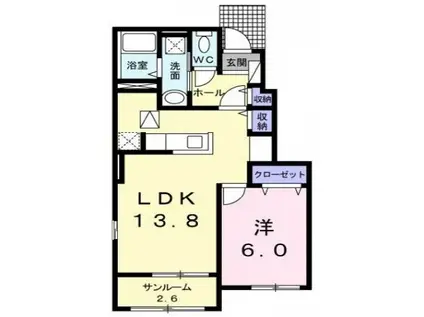 シェーン ブルーメ(1LDK/1階)の間取り写真