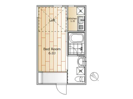 クロスフラット(1K/2階)の間取り写真