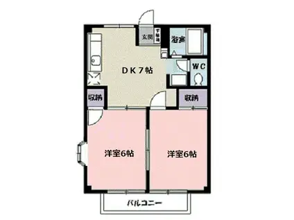 藤ハイツII(2DK/2階)の間取り写真