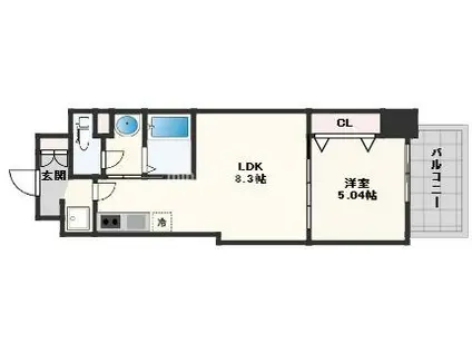 LUXE深江橋II(1LDK/8階)の間取り写真