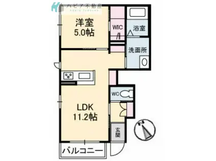 グリシーヌ 凜(1LDK/1階)の間取り写真