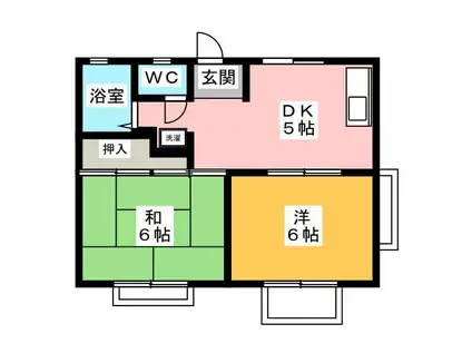 オークスA(2DK/2階)の間取り写真