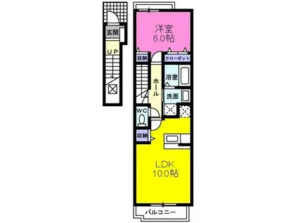 BEL QUARTETTO II(1LDK/2階)の間取り写真