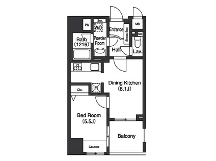 プライムアーバン中目黒II旧Jフラッツ中目黒(1LDK/3階)の間取り写真