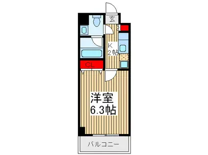 WILL DO 新座(1K/2階)の間取り写真