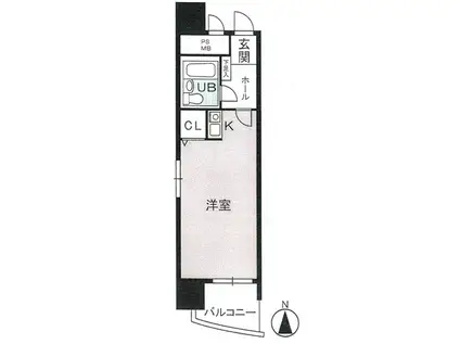 ライオンズマンション亀島(ワンルーム/5階)の間取り写真