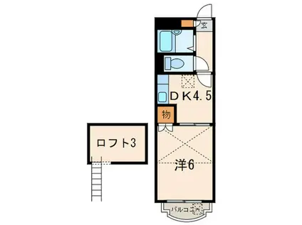 パインヒルズ西明石(1DK/2階)の間取り写真