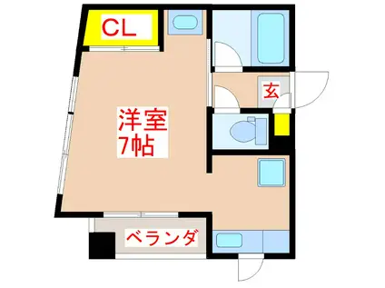 サンライズ荒田(ワンルーム/2階)の間取り写真