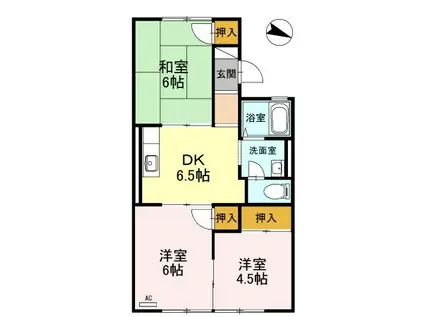 アイランドハイツ桑間A棟(3DK/2階)の間取り写真