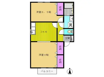 シャトラン駅家E(2DK/1階)の間取り写真