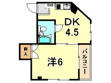 ココロ大田町(1DK/4階)の間取り写真