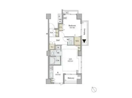 シャレール広尾(1LDK/3階)の間取り写真