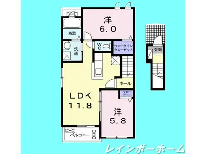 ネオエステルナB(2LDK/2階)の間取り写真