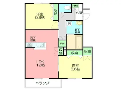 M・クレール(2LDK/1階)の間取り写真
