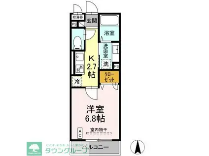 サンビレッジ中央(1K/2階)の間取り写真