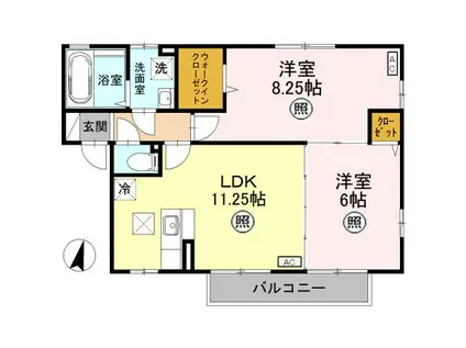 チェルシー A102(2LDK/1階)の間取り写真