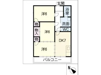 いすずコーポ C(3DK/2階)の間取り写真