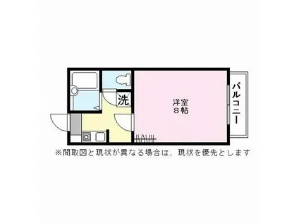 ハイツ城町(1K/1階)の間取り写真