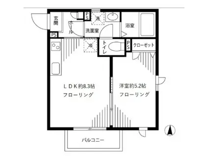 リバーハイツII(1LDK/2階)の間取り写真