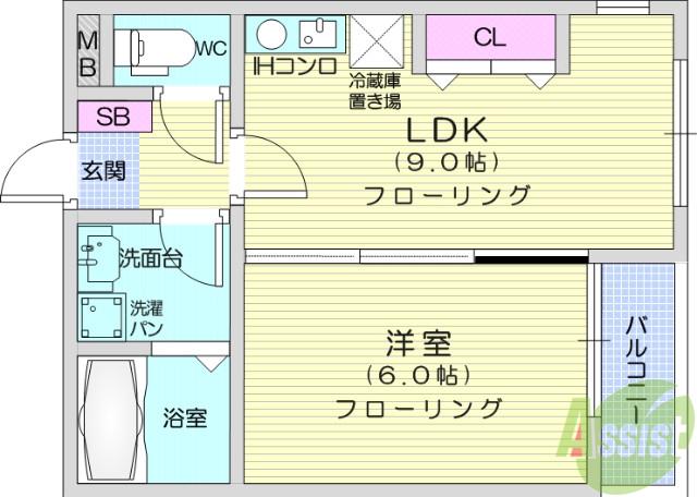 カーサプリメーラ(1LDK/3階)の間取り写真