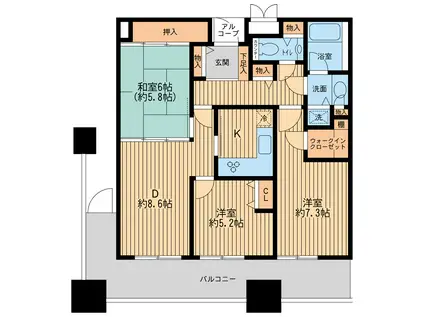 リバーサイド隅田セントラルタワーパレス(3DK/31階)の間取り写真