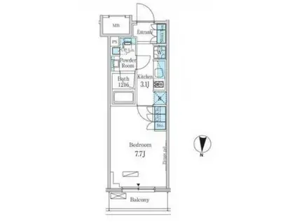 パークアクシス錦糸町レジデンス(1K/4階)の間取り写真